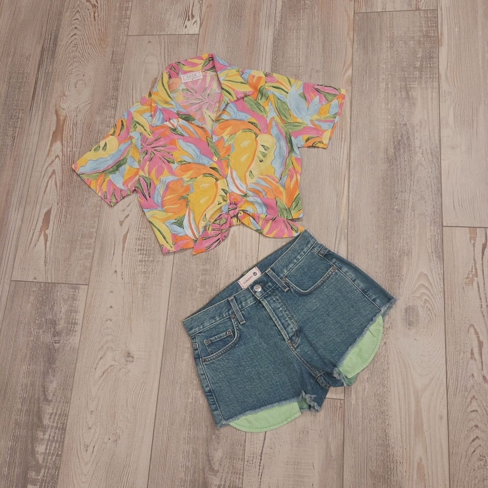 Sundry By Anthropology Blue Denim Jean Shorts With Exposed Pockets